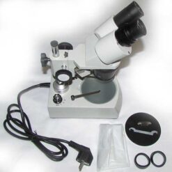 استریو میکروسکوپ پلکانی 80 برابر بهمراه کاور ، آچار ، لامپ یدکی ، پد دایره ای دو رو و لاستیک های چشمی